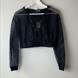 LF BSBW mesh hooded top black size extra small